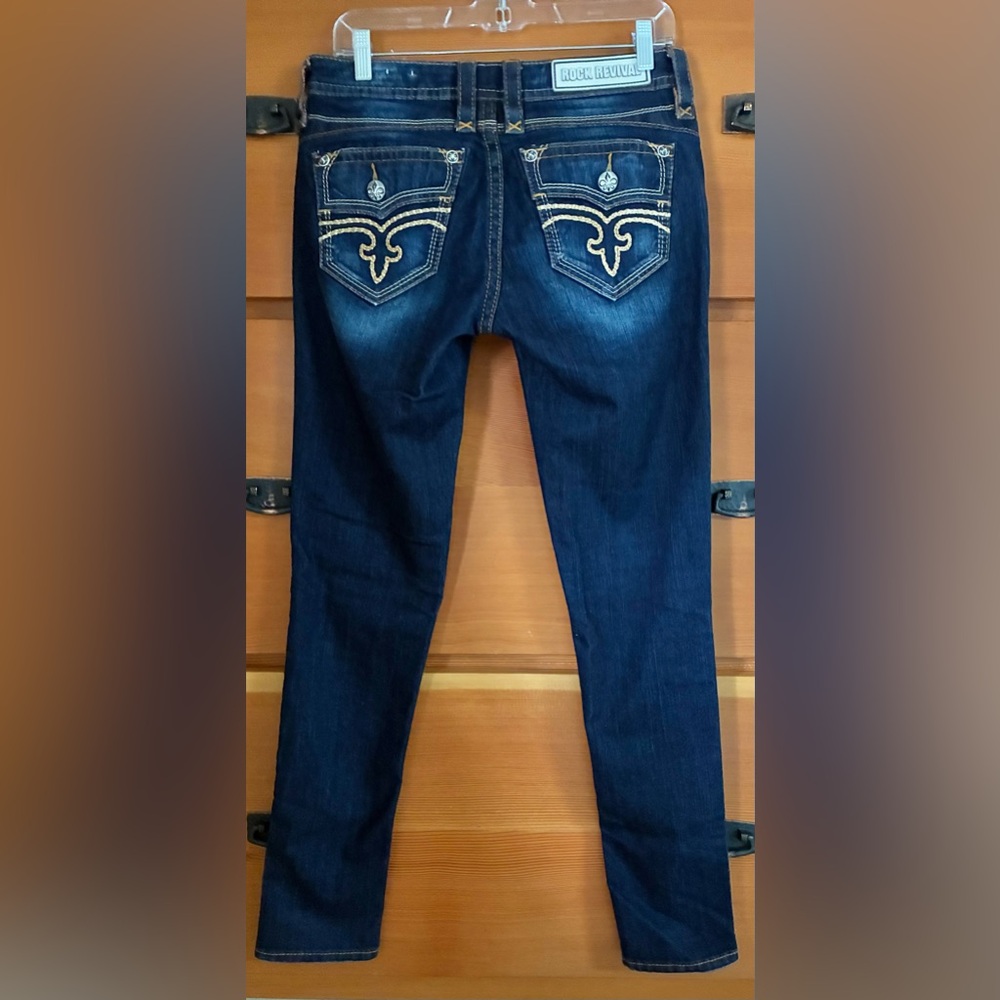 Rock Revival Calli Skinny Jeans Women’s 28 Dark Wash Stretch Flap Pocket RR